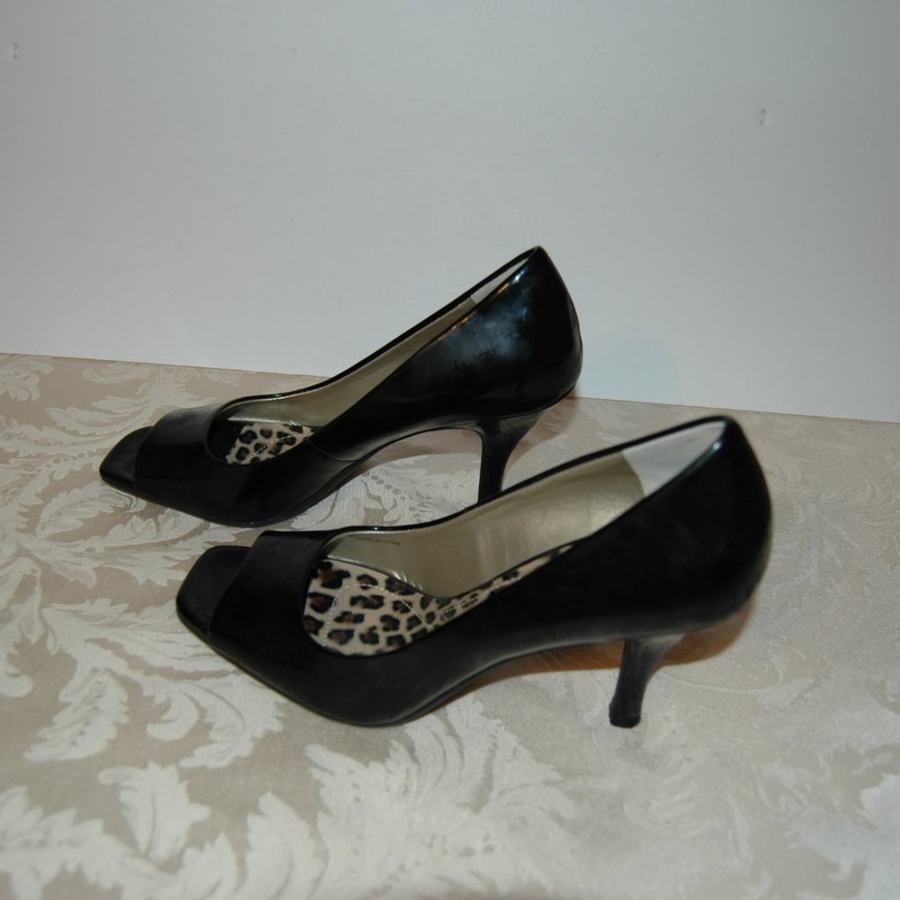 Black Patent Peep Toe Shoes